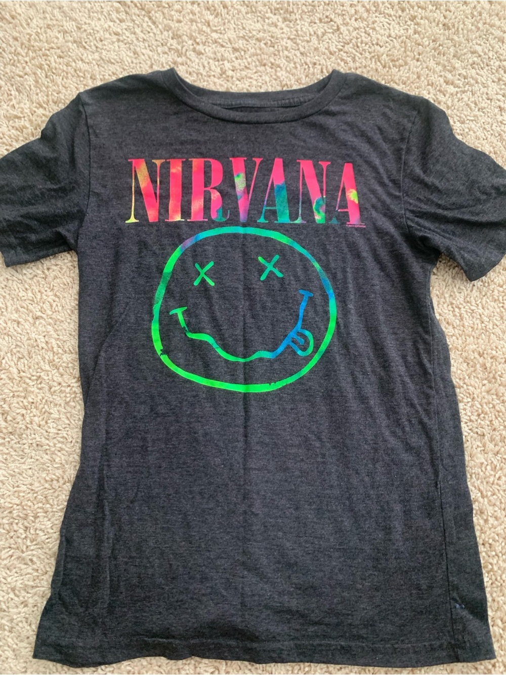 Nirvana unisex unique Black Tee with Rainbow Logo